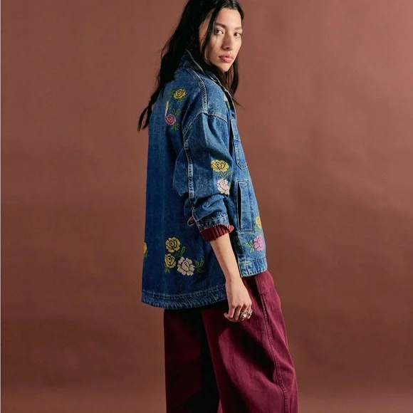 Free People Embroidered Oversized Jacket 🌟 - Picture 5 of 12